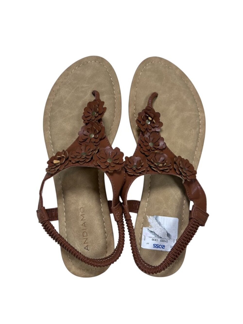 Andiamo Jubilee Brown Leather 3D Floral Sandals 11 Women Boho Festival Minimalis